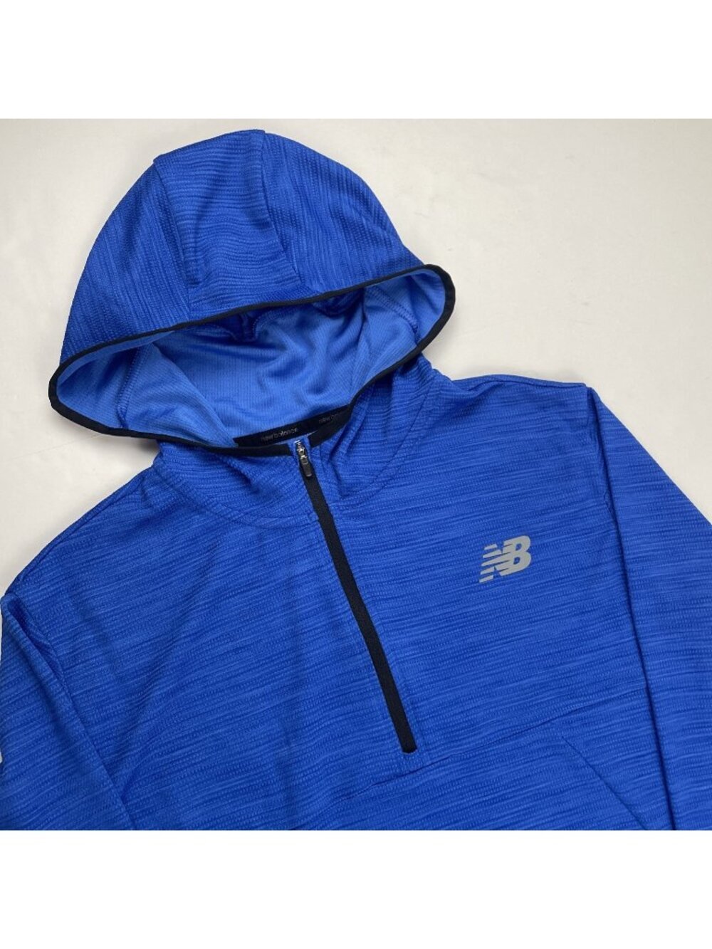 New Balance NB Dry Fit 1/4 Zip Hoodie Men’s L Lightweight Run Hike Blue Poly